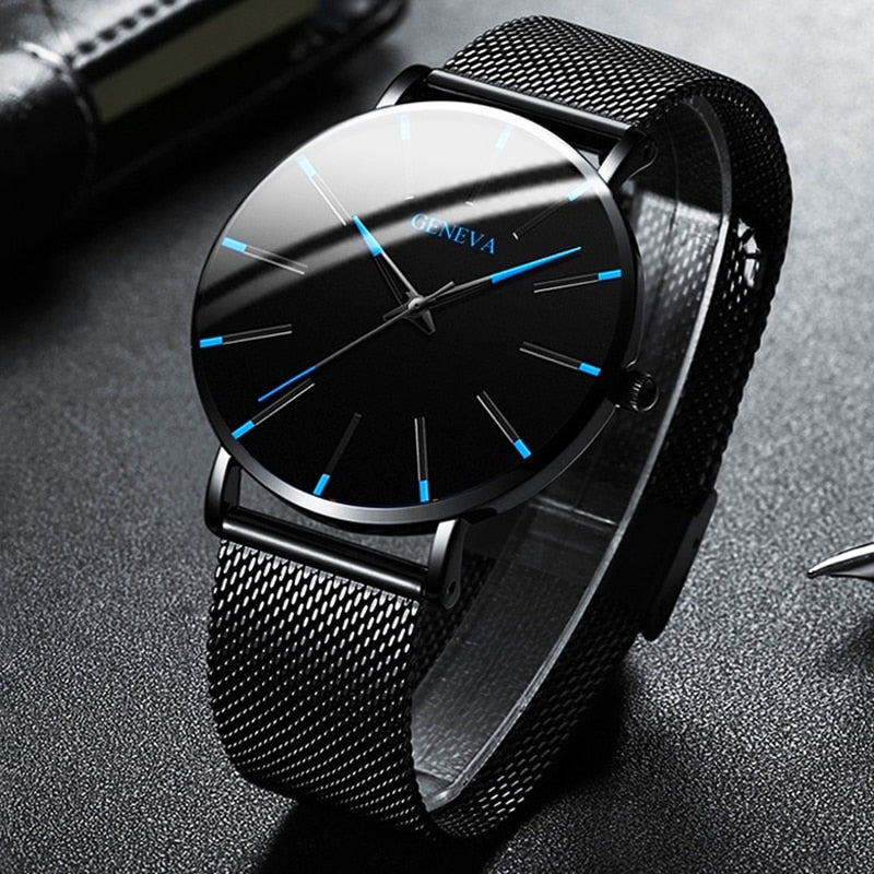 Minimalistische Ultra Dünne Business Stahl Quartz Uhr