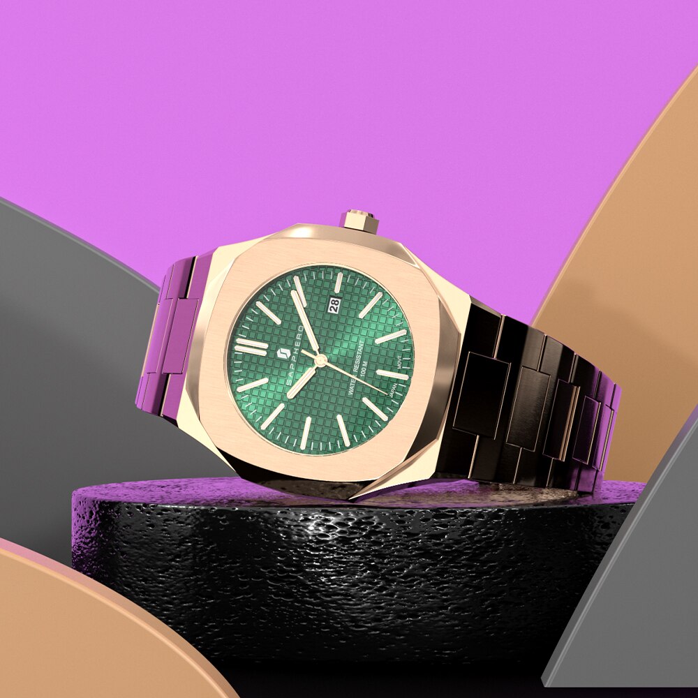 Sapphero Automatische Quartz Edelstahl Uhr