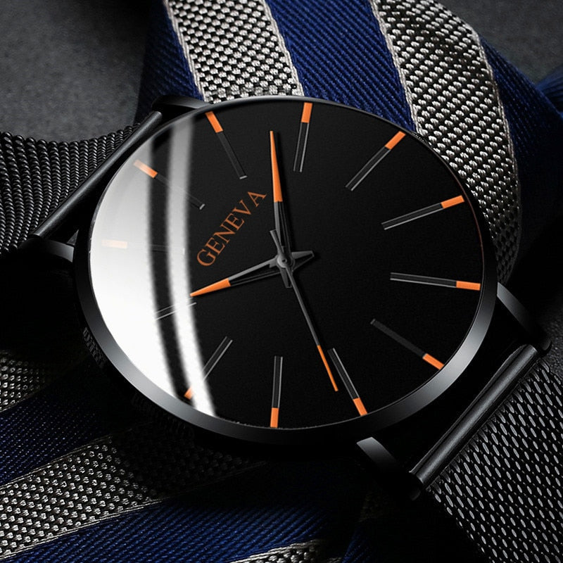 Minimalistische Ultra Dünne Business Stahl Quartz Uhr