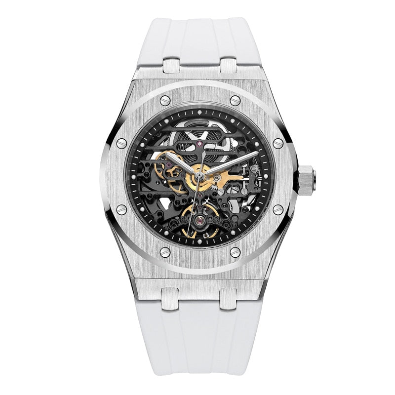 FEICE Automatische mechanische Edelstahl Luxusuhr Skeleton