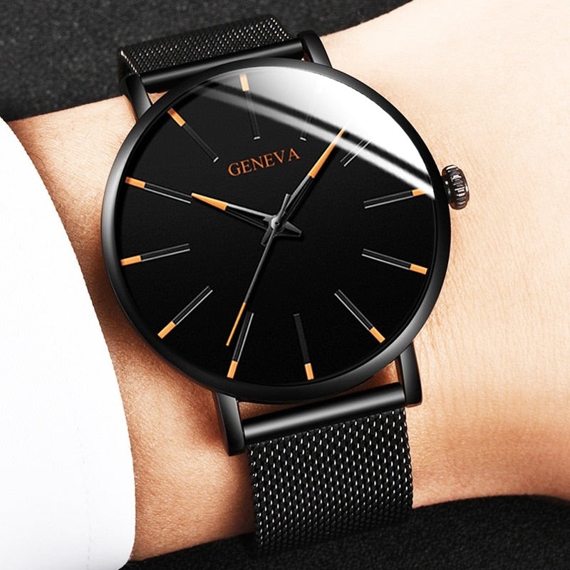 Minimalistische Ultra Dünne Business Stahl Quartz Uhr