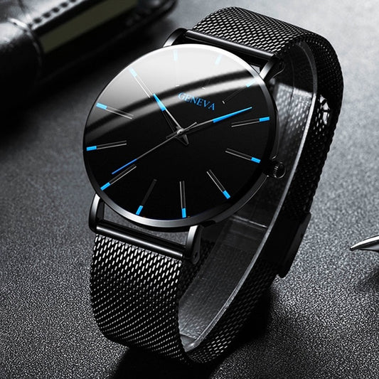 Minimalistische Ultra Dünne Business Stahl Quartz Uhr
