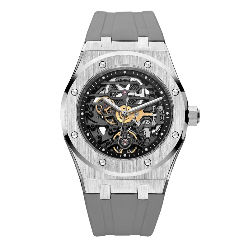 FEICE Automatische mechanische Edelstahl Luxusuhr Skeleton